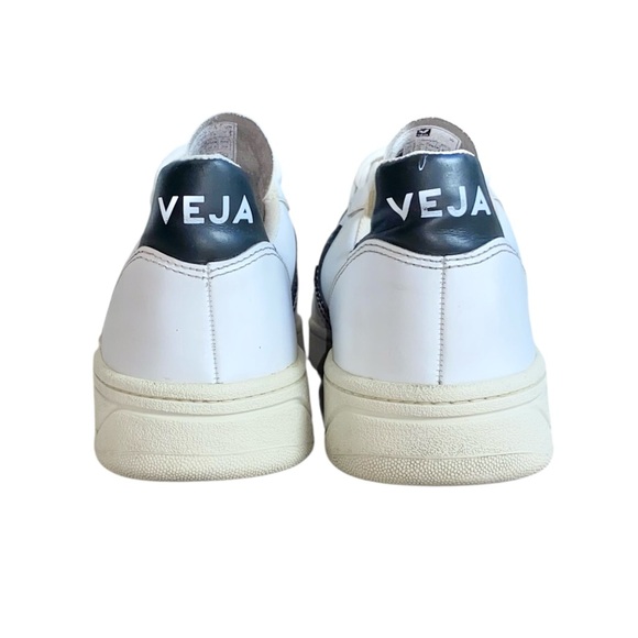 Veja Women's V-10 White Black Leather Sneakers - Picture 6 of 9